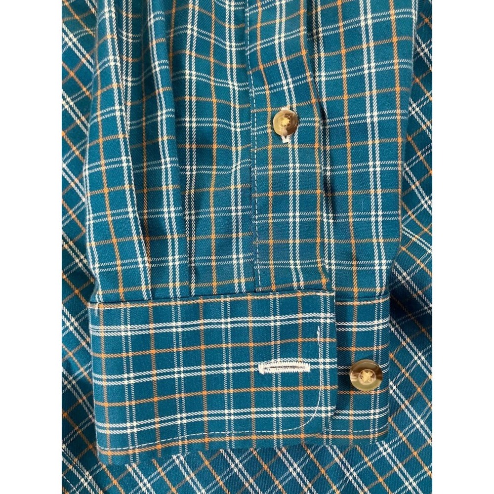 LL‎ Bean Mens Large Traditional Fit Plaid Button Down Shirt Blue Orange - Picture 12 of 15